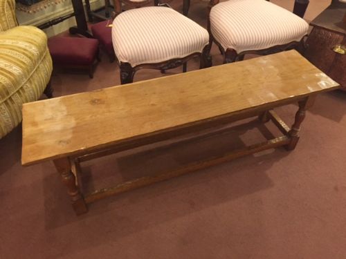 Arts & Crafts Hand Axed Golden Oak Bench C1910