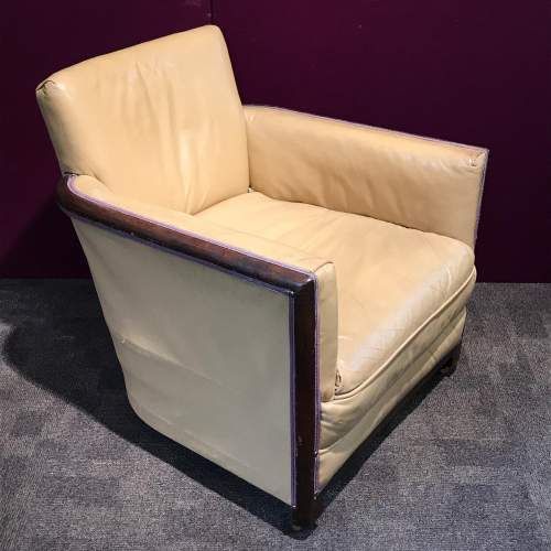 French Art Deco Cream Leather Club Chair C.1930