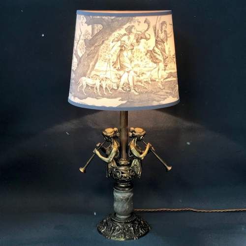 French Bronze Lamp of Trumpeters C.1910