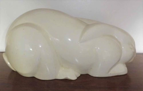 Lemanceau Rare French Art Deco Craquele Rabbit C.1920