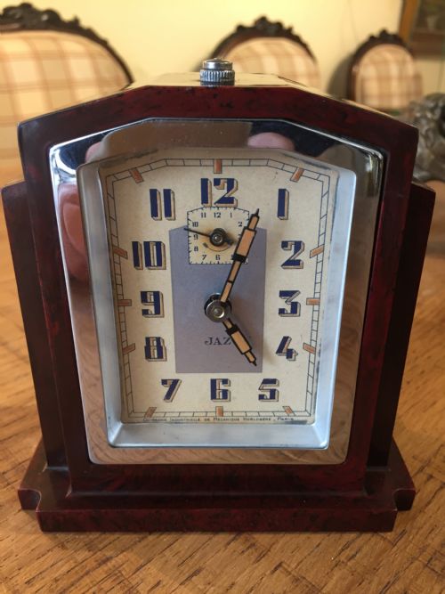 Jaz French Art Deco Bakelite Alarm Clock Made C.1930