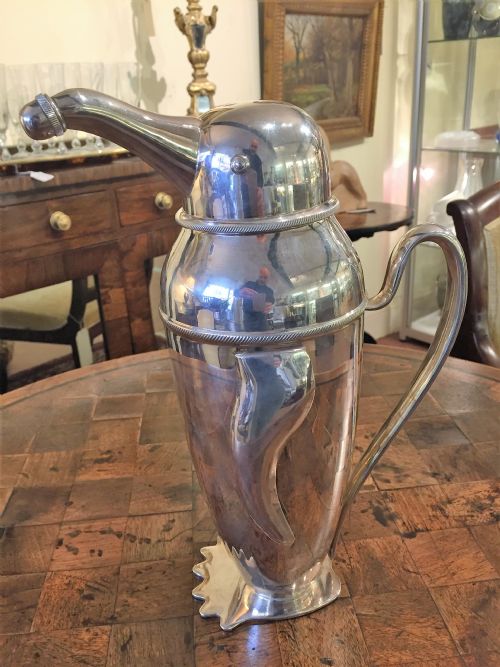 Original Art Deco Silver Plated Penguin Cocktail Shaker C.1930
