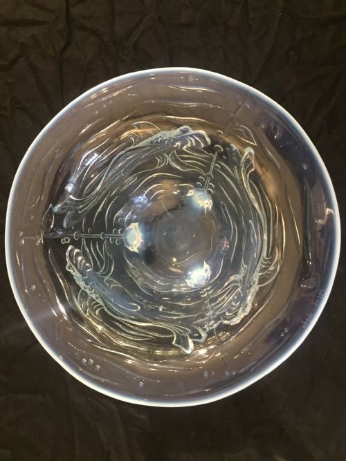 Joblings English Art Deco Opalescent "Fish" Glass Bowl C.1930