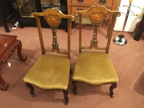 Edwardian Decorative Marquetry Inlaid Side or Salon/childs Chairs Early 20th Century