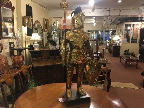 Hand Crafted Sheet Brass Model of a Medieval 12th Century Knight in Armour Early 20th Century