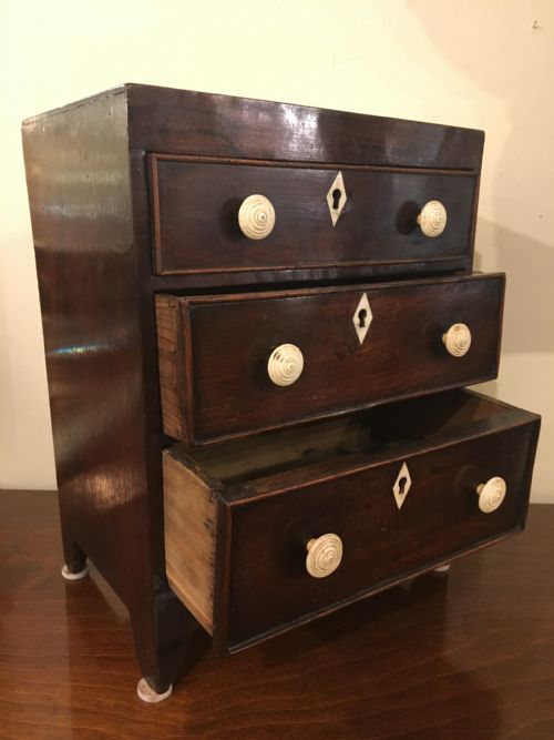 Miniature Mahogany Caddy Top Chest of Drawers C1800