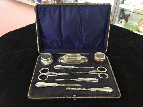 Nine Piece Hallmarked Silver Manicure Set 1923