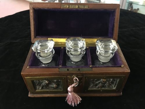 Three Bottle Cologne Tantalus 19th Century