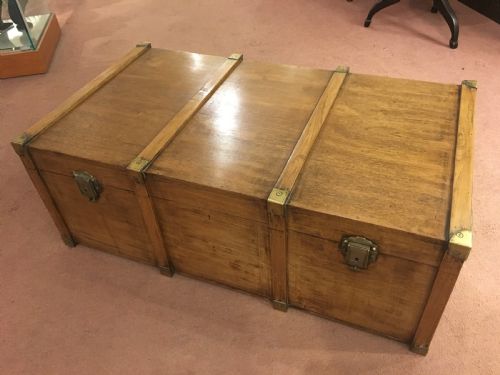 Brass Bound Camphor Wood Travelling Trunk Early 20th Century