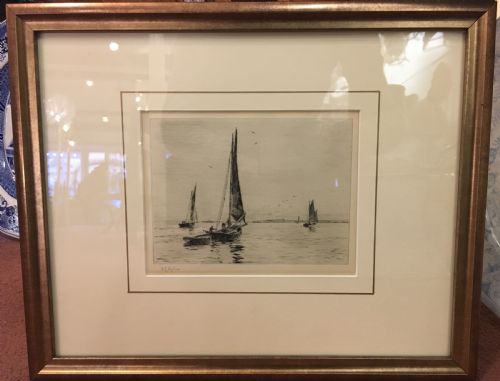'The Wind Falls Light' Etching by William Wyllie 19th Century