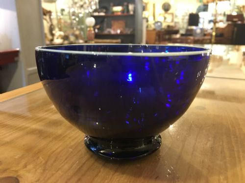 Bristol Blue Bowl with a Pale Blue Overlayed Rim C1800