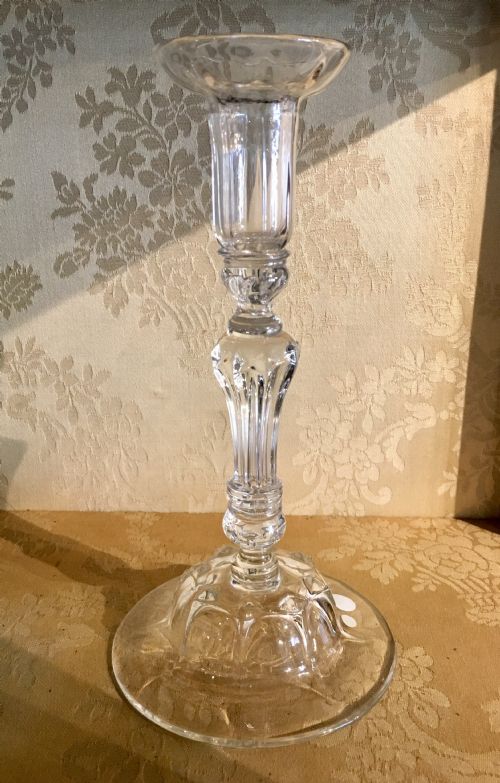 Tall Candle Stick with Rib Moulded Drip Pan Over a Beaded Knop & Collar C1740
