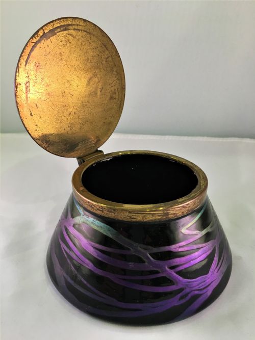 Loetz Trinket Pot with Holly Decoration C1910