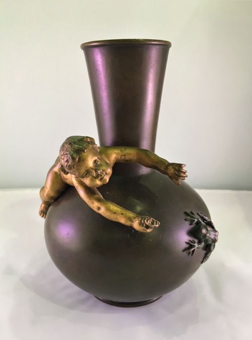 Bronze Vase with a Cherub and a Frog C1880