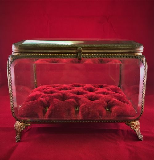 bejewelled glass casket c1880 - CATEGORY: ANTIQUE BOXES - DATED 1880