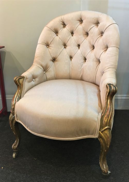 Silk Covered Gilt Wood Chair C1840