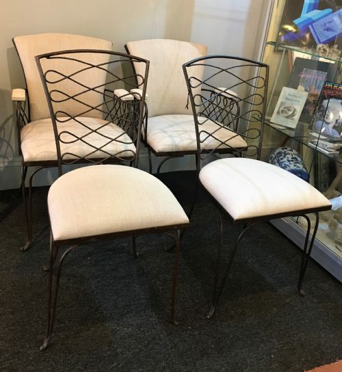 Set of Four Wire Chairs 1920s, Completely Refurbished and Reupholstered