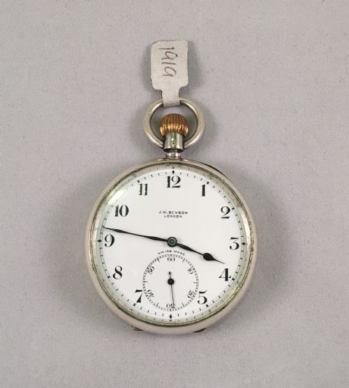 Silver J W Benson Watch 1919 Swiss 17 Jewel Movement - 2 Year Guarantee