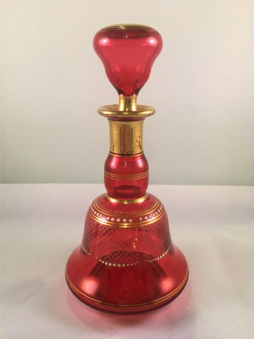 Cranberry Gilded Scent Bottle C1900