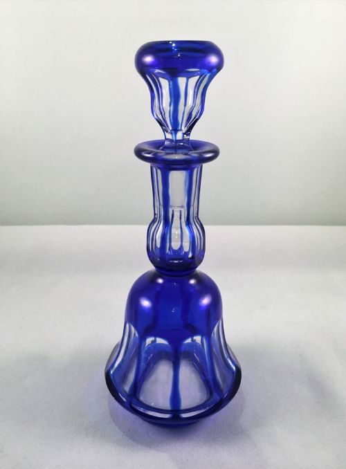 victorian blue flashed scent bottle c1860 - CATEGORY: ANTIQUE GLASS - DATED 1860