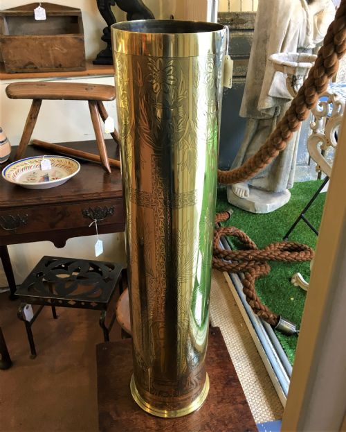 german trench art decorated brass shell case dated 1908 - CATEGORY: ANTIQUE MISCELLANEOUS - DATED 1910