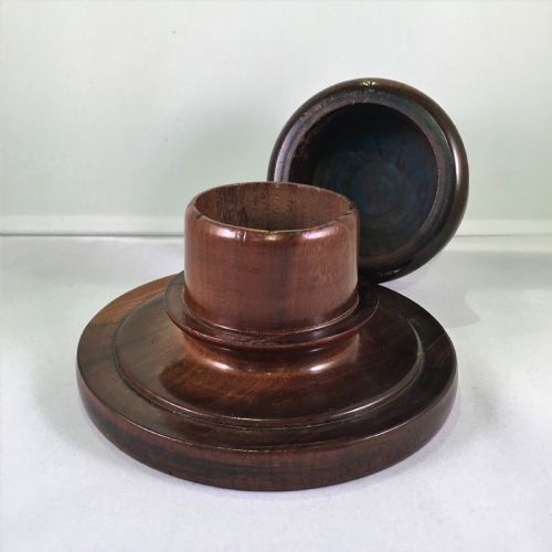TURNED MAHOGANY LIDDED COMMUNAL TABLE SNUFF BOX C19TH - ADDITIONAL PHOTO 1