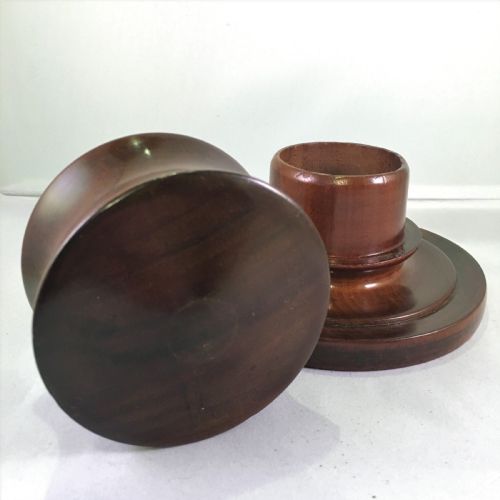 TURNED MAHOGANY LIDDED COMMUNAL TABLE SNUFF BOX C19TH - ADDITIONAL PHOTO 2