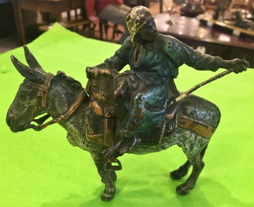 franz xaver bergman original austrian cold painted bronze signed with 'b' marked 'geschutet' for copyright c1900 - CATEGORY: ANTIQUE METAL - DATED 1900