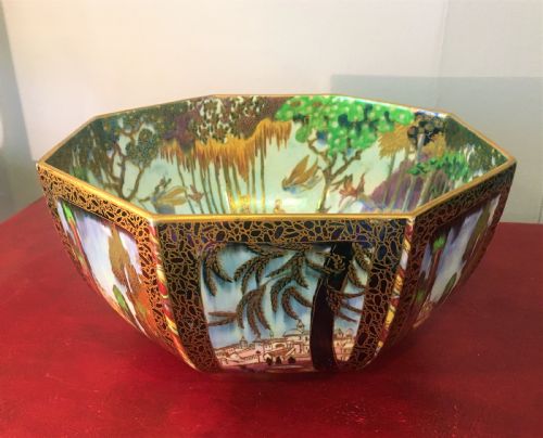 wedgwood bowl by daisy makeigjones 'poplar trees' earthenware black fairyland lustre bowl - CATEGORY: ANTIQUE CERAMICS - DATED 1920