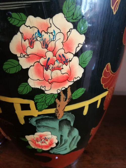 LARGE JAPANESE PAINTED AND LACQUERED VASE C1920 - ADDITIONAL PHOTO 4