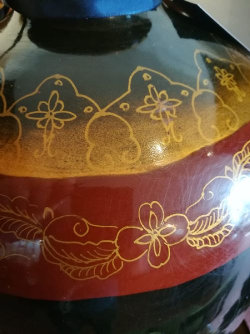 LARGE JAPANESE PAINTED AND LACQUERED VASE C1920 - ADDITIONAL PHOTO 5