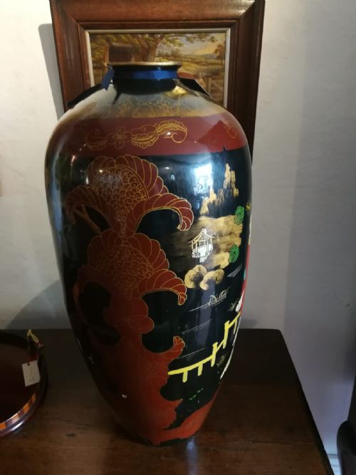 LARGE JAPANESE PAINTED AND LACQUERED VASE C1920 - ADDITIONAL PHOTO 6