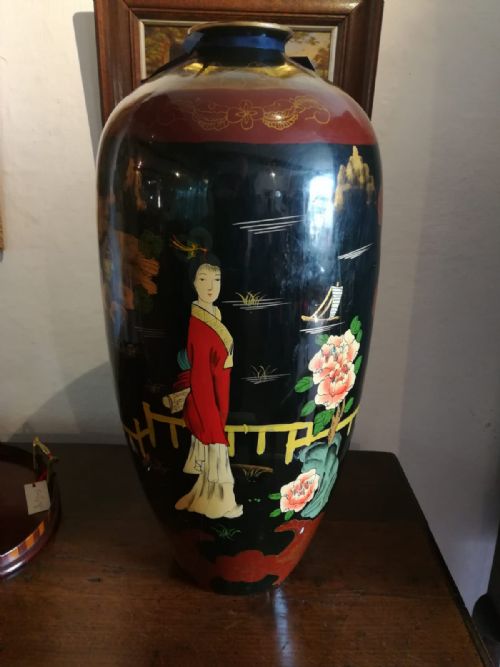 LARGE JAPANESE PAINTED AND LACQUERED VASE C1920 - ADDITIONAL PHOTO 7