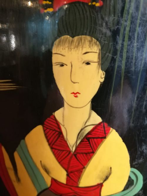 LARGE JAPANESE PAINTED AND LACQUERED VASE C1920 - ADDITIONAL PHOTO 8