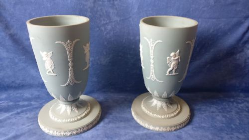 large pair of green jasperware vases 19001920 - CATEGORY: ANTIQUE VASES - DATED 1920