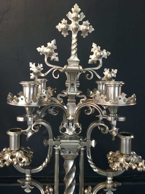 PAIR OF GOTHIC CANDELABRAS C19TH - ADDITIONAL PHOTO 1