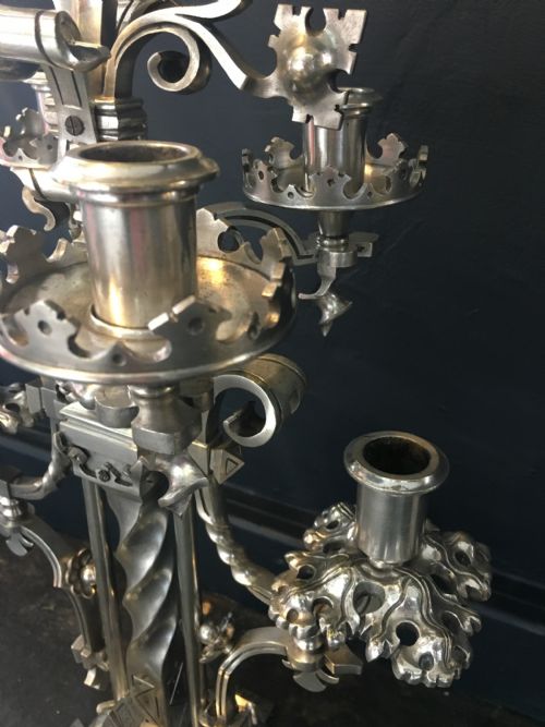 PAIR OF GOTHIC CANDELABRAS C19TH - ADDITIONAL PHOTO 3
