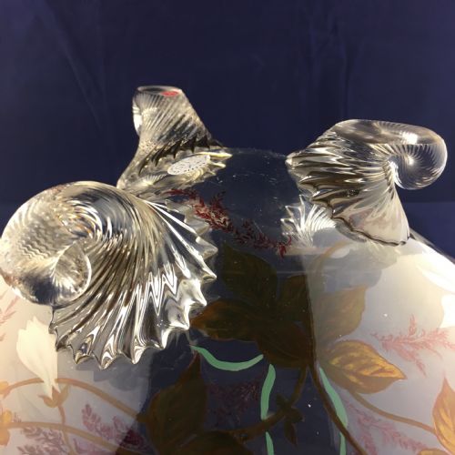 DECORATED BOWL WITH ENAMELLED BIRDS FLOWERS POSSIBLY MOSER C19TH - ADDITIONAL PHOTO 3