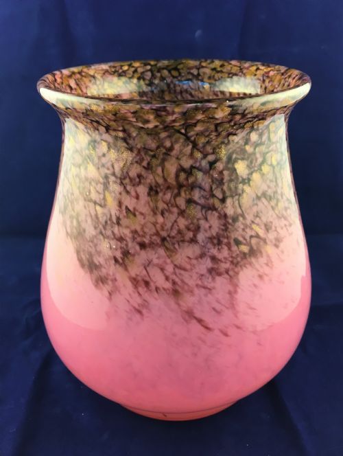 a 'monart' vase model ra vii pinkpurple gold adventurine fleck rim c1935 - CATEGORY: ANTIQUE GLASS - DATED 1930
