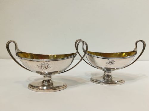 georgian old sheffield plate salts c1785 - CATEGORY: ANTIQUE SILVER - DATED 18TH CENTURY