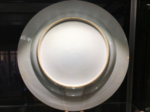 QIANLONG BLUE WHITE DISH MOUNTAIN SCENE WITH SCHOLARS ON BRIDGE C18TH - ADDITIONAL PHOTO 2
