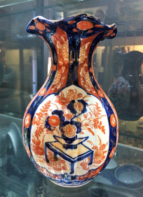 meiji period chinese flutd vase with flower basket motif c19th - CATEGORY: ANTIQUE VASES - DATED 19TH CENTURY