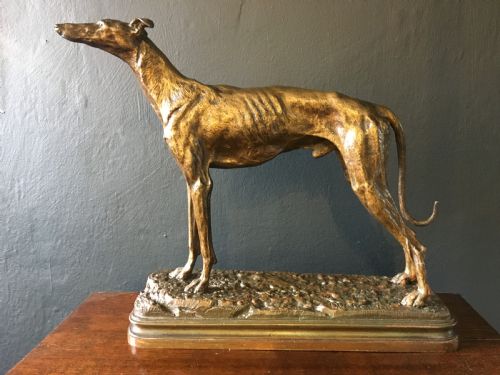 ALFRED DUBUCAND SIGNED FRENCH GREYHOUND STUDY COLD CAST BRONZE C19TH - ADDITIONAL PHOTO 4