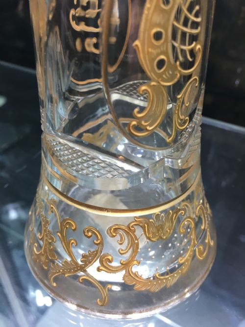 ST LOUIS CRYSTAL GILT CUT GLASS VASE WITH ROCOCO SCROLLS CUT WITH SUNBURSTS HATCHED PANELS C1890 - ADDITIONAL PHOTO 5