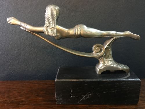 RARE FRENCH BRONZE CAR MASCOT OF AN EGYPTIAN SWIMMER 1920S - ADDITIONAL PHOTO 4