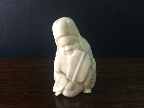 chinese ivory okimono of a sage c19th - CATEGORY: ANTIQUE MISCELLANEOUS - DATED 19TH CENTURY