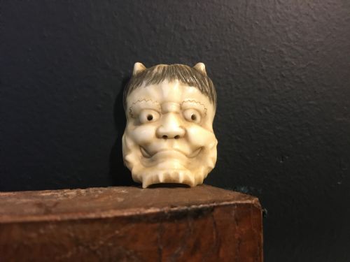 meiji period ivory oni mask c19th - CATEGORY: ANTIQUE MISCELLANEOUS - DATED 19TH CENTURY