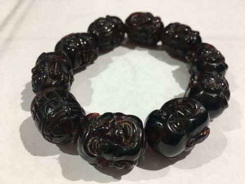 CHINESE CARVED AMBER BEADS C19TH - ADDITIONAL PHOTO 1