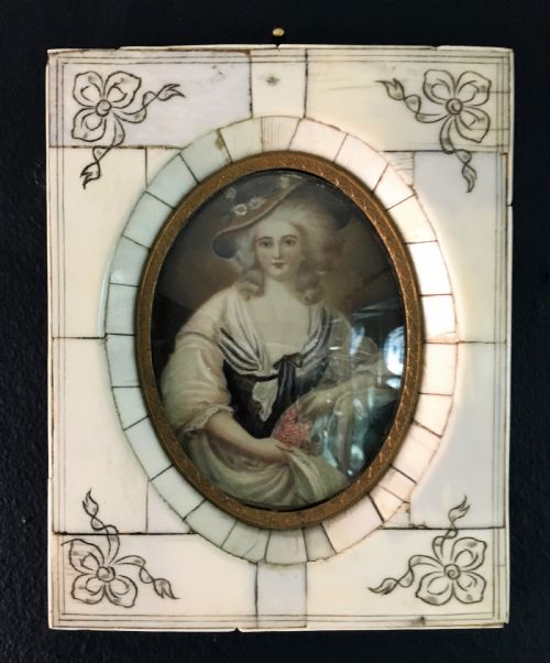 french handpainted miniature of a lady c1920 - CATEGORY: ANTIQUE ART - DATED 1920