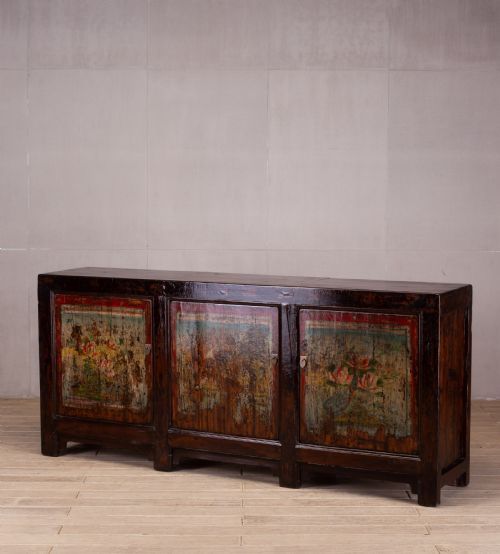 shanxi painted cabinet 3 doors - CATEGORY: ANTIQUE SIDEBOARDS - DATED 1920